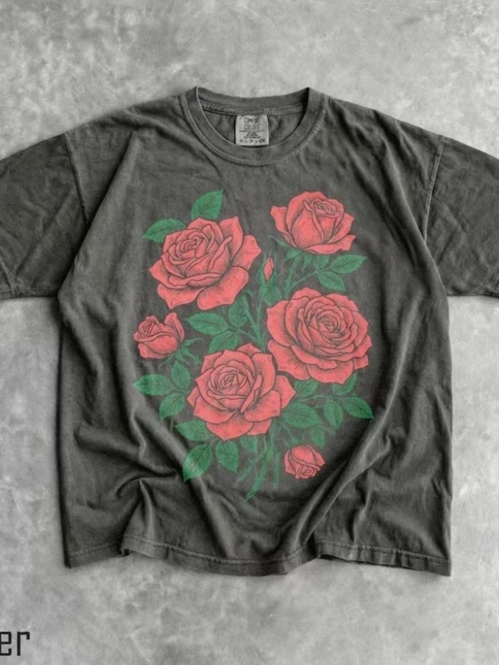 Comfort Colors Vintage-Inspired Black Rose Graphic Tee